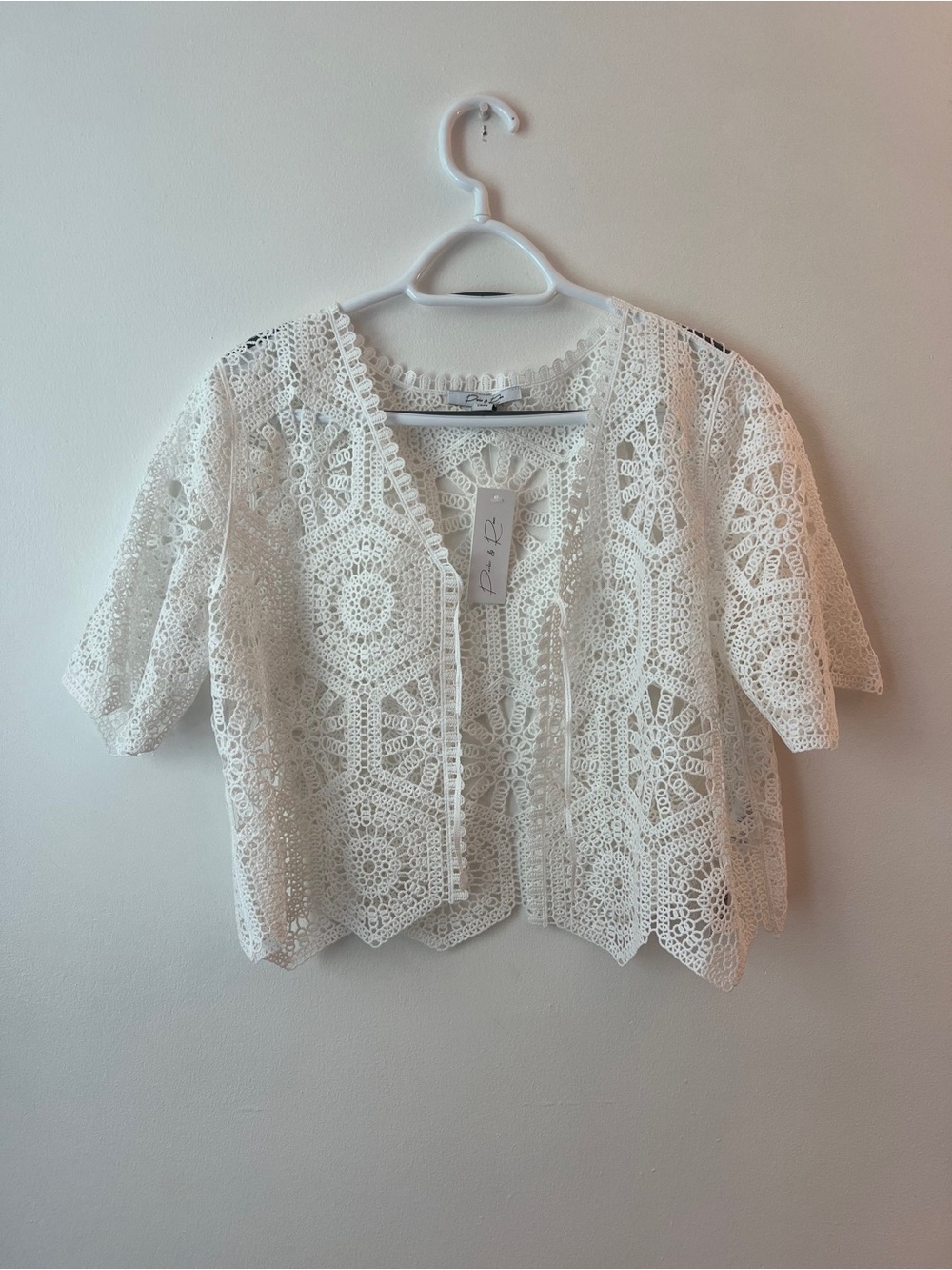NWT Parker & Rowe Crochet Short Sleeve Cardigan